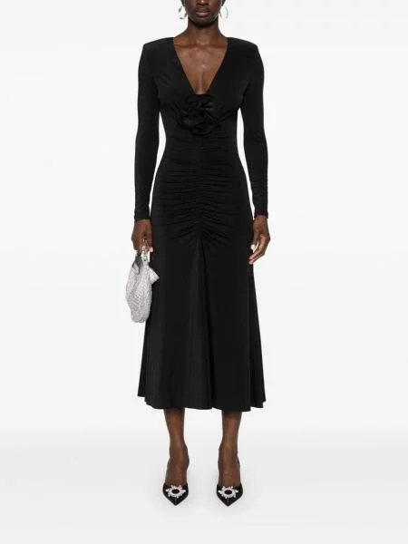 Rochie Nissa cu model floral negru