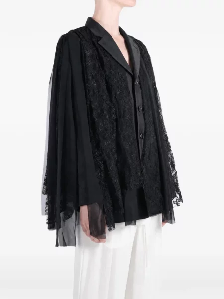 Geacă Comme Des Garçons din dantelă drapată negru