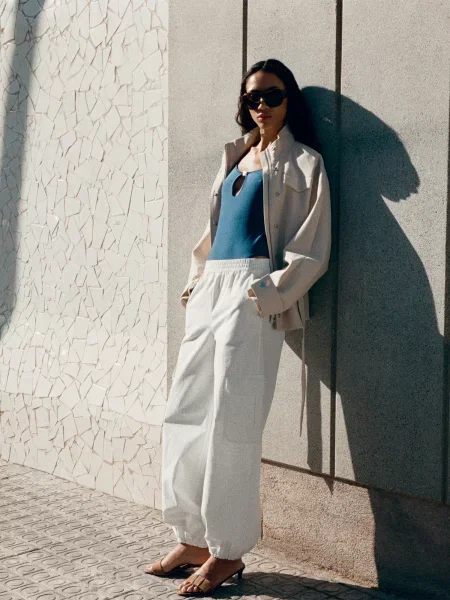MANGO Pantaloni cu Maloon' alb