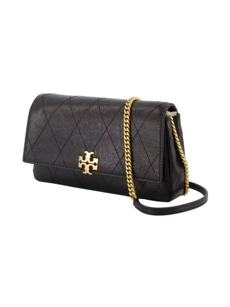 Naszyjnik Tory Burch skórzany pikowany czarny