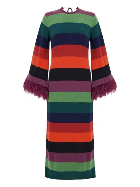 Sukienka midi Paula w paski do kolan garniturowa czerwona