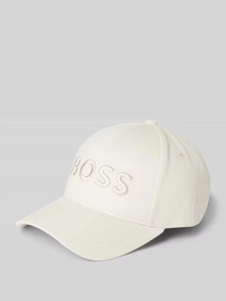 BOSS czapka z daszkiem beżowy biała