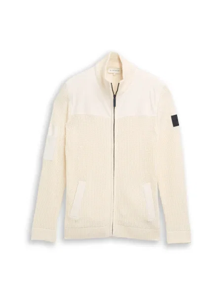 TOM TAILOR Pletena jopa volneno bela