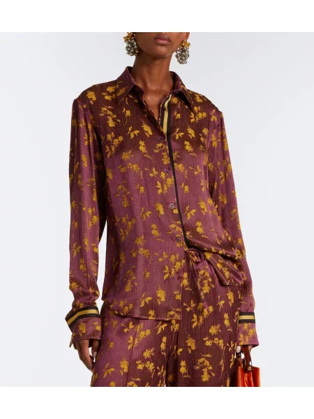 Cămașă Dries Van Noten cu model floral din jacard