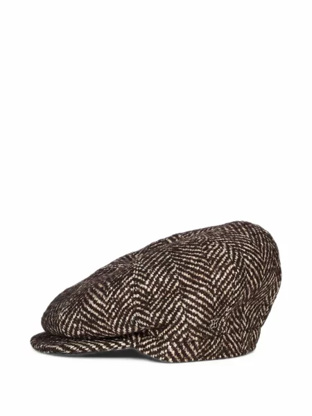 Căciulă Tagliatore fără toc cu model herringbone maro