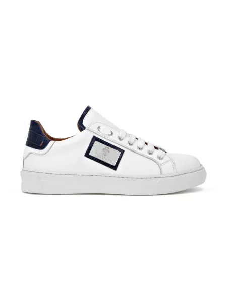 Sneakersy Billionaire skórzane z nadrukiem białe