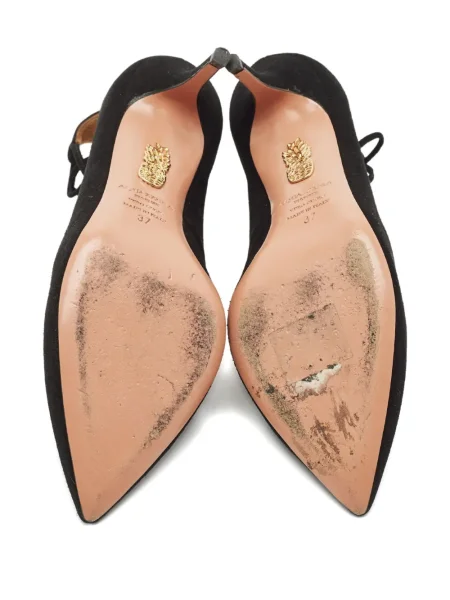 Полуотворени обувки Aquazzura с дантела черно