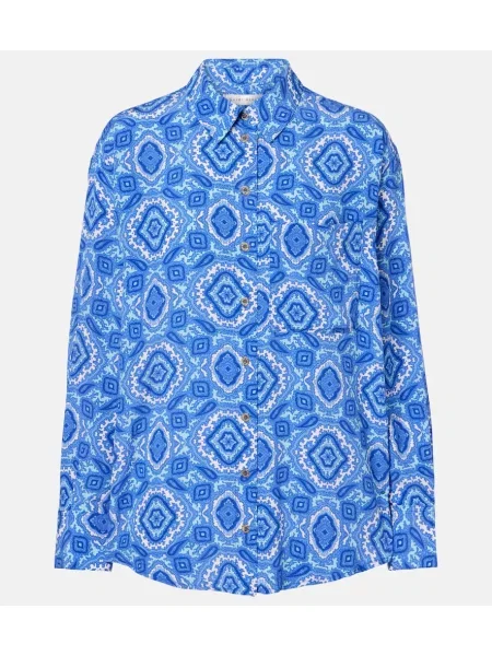 Cămașă Heidi Klein de mătase cu imagine albastru
