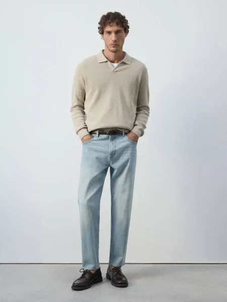 Jeansy Ben cropped tapered fit jasnoniebieski Mężczyzna 40 MANGO MAN