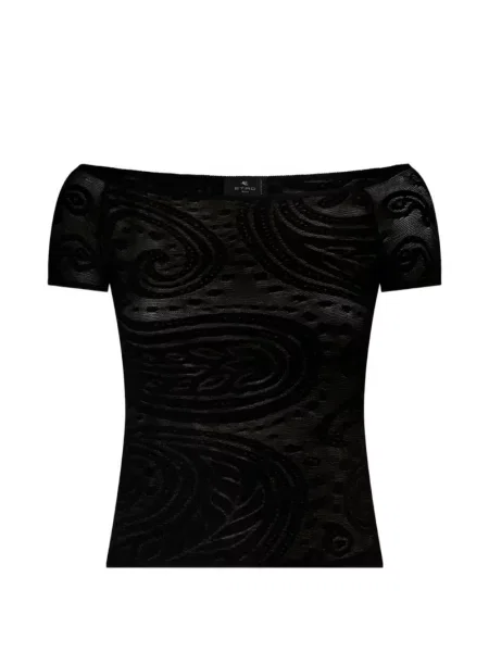 Pulover Etro cu model paisley din jacard negru