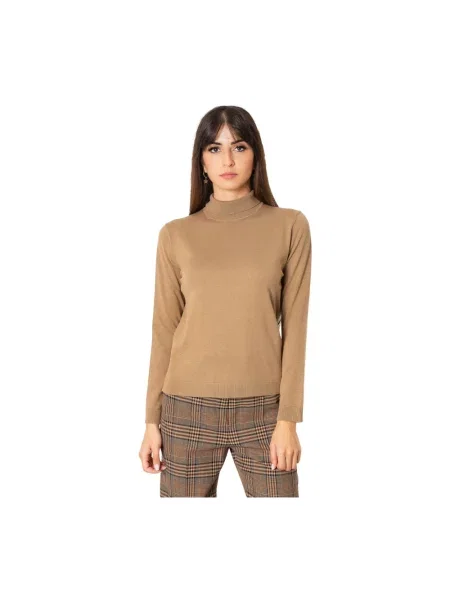 Sweter z golfem Weekend Max Mara wełniany brązowy