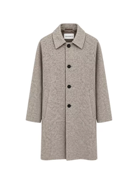 Lung palton Amaranto cu model herringbone
