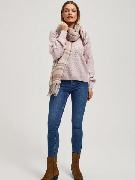 Fular Marisse cu franjuri în carouri albastru