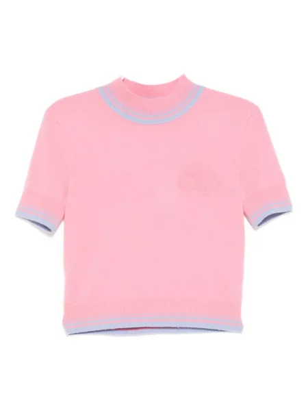 Pruhovaný pletený top Self-portrait růžový