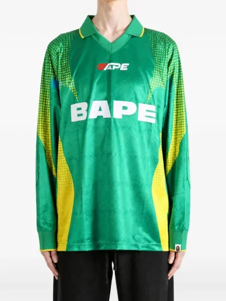 Lung tricou A Bathing Ape® cu imagine verde