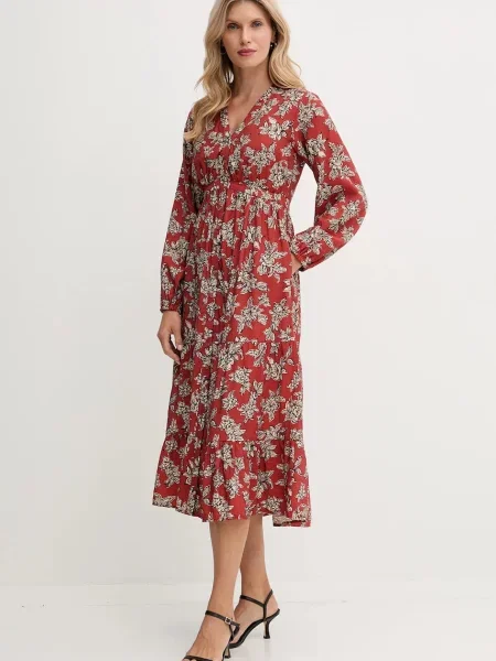 Сукня Pepe Jeans midi розкльошена помаранчевий
