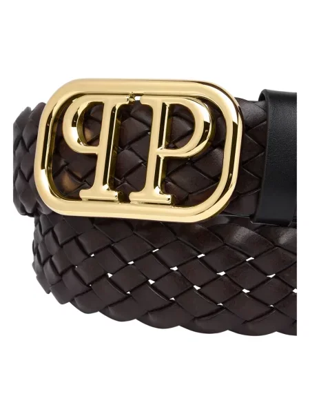 Pasek Philipp Plein skórzany z paskiem brązowy