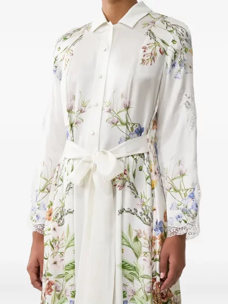 Rochie maxi Camilla cu model floral cu imagine din dantelă alb