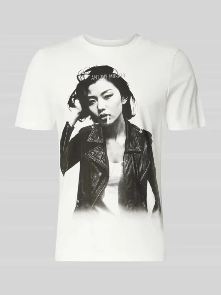 T-shirt o kroju regular fit z czystej wełny escorial Antony Morato biała