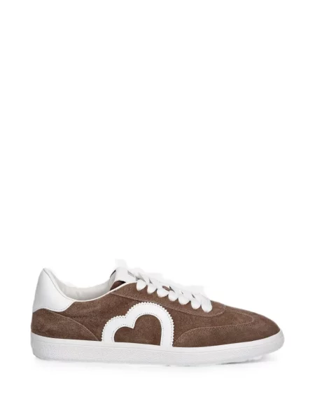 Sneakerși Love Moschino din piele de căprioară cu motiv cu inimi maro