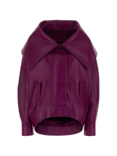 Kožená bunda Balenciaga fialová