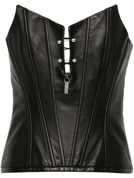 Top Mitiliane Couture din piele negru