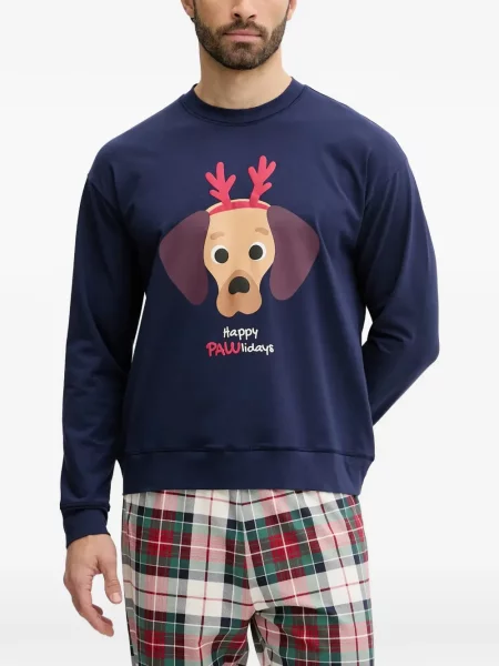 Pijamale Benetton în carouri cu imagine albastru