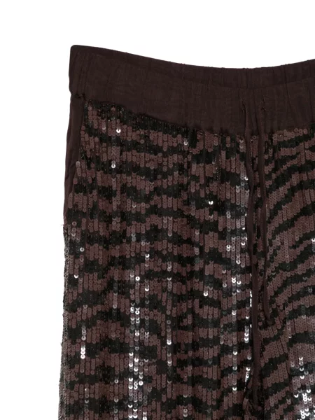Pantaloni P.a.r.o.s.h. cu paiete cu model zebră maro