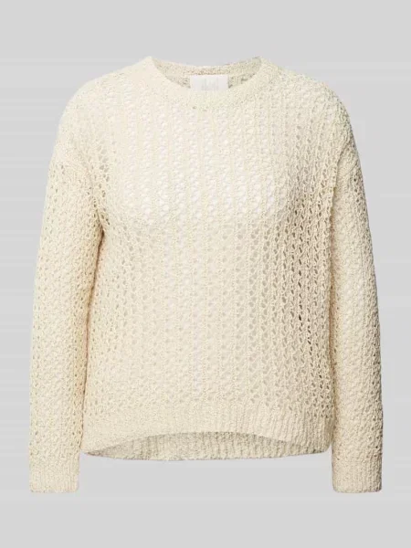 Sweter z dzianiny z haftem angielskim model ‘RIVA’ Marella biały