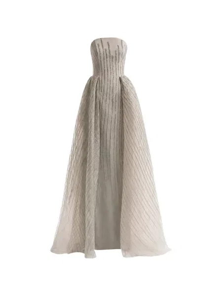 Rochie Gemy Maalouf din organza fără bretele verde