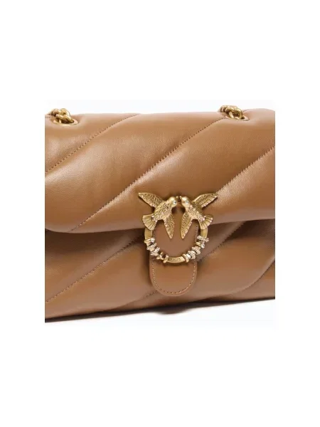 Klasická crossbody kabelka Pinko s prackou z ekologickej kože hnedá