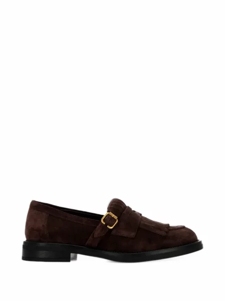 Pantofi loafer Bruno Premi cu franjuri cu cataramă maro