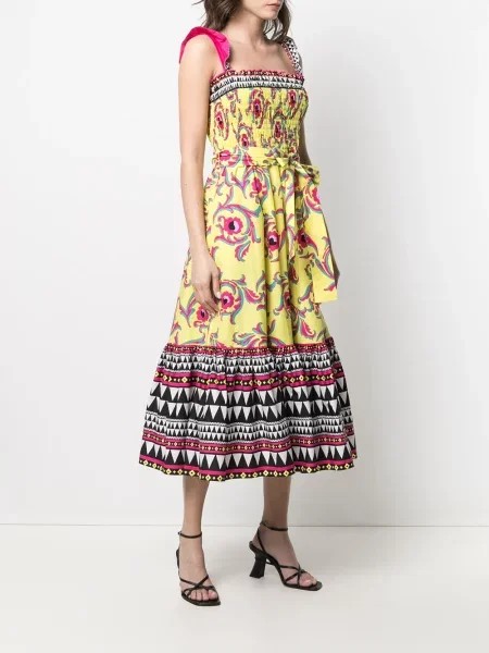 Rochie La Doublej cu model floral cu imagine galben