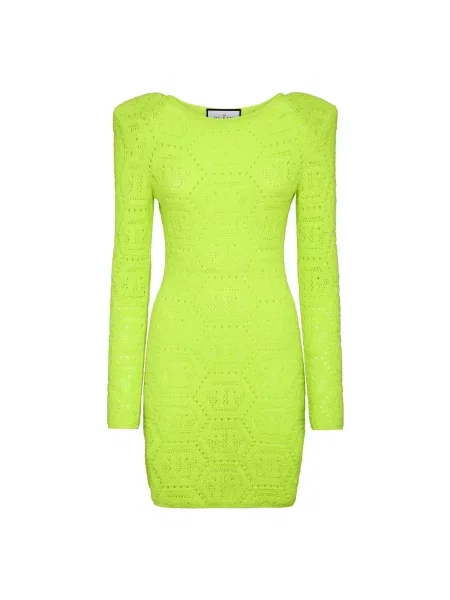 Sukienka mini Philipp Plein wełniana żółta