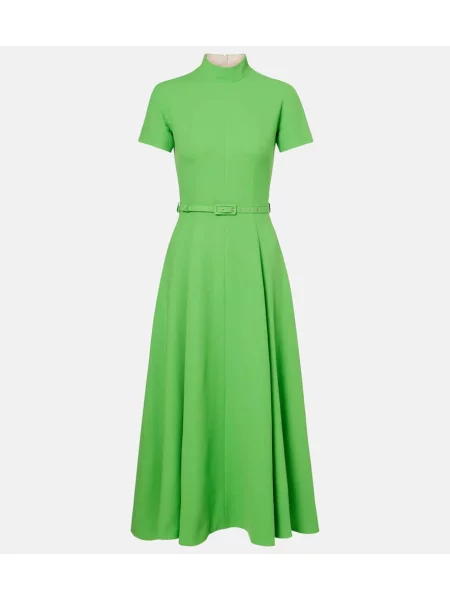 Rochie midi Emilia Wickstead de lână până la genunchi de costum verde