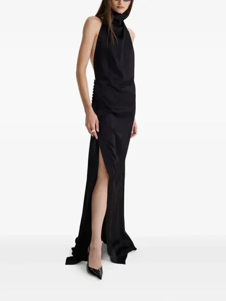 Rochie maxi Moos Studio cu crăpătură de costum negru