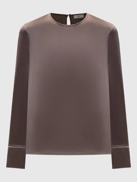 Блуза із шовку з ланцюжком моніль Peserico коричнева