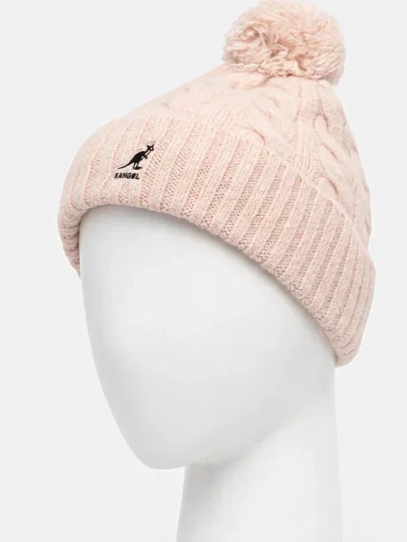 Шапка з домішкою вовни Kangol POMPOM рожевий