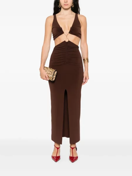 Rochie maxi Nissa de costum maro