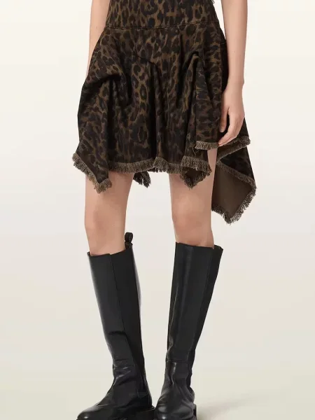 AllSaints spódnica asymetryczna CRISSY brązowa