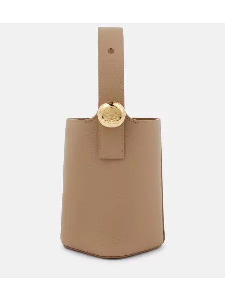 Kožna torbica bucket Loewe bež