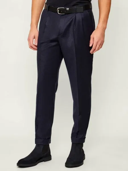 BOSS BLACK De lână pantaloni negru