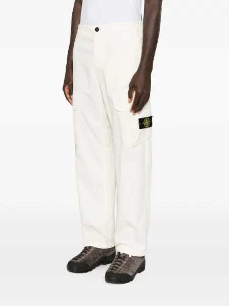 Pantaloni cargo Stone Island cu strasuri alb