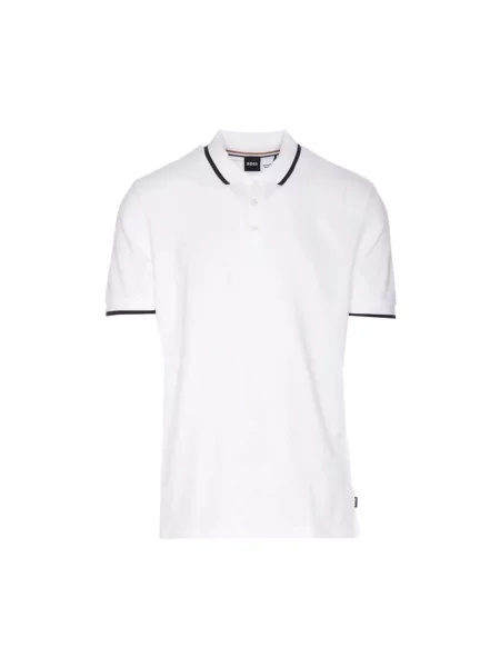 Koszulka polo Hugo Boss z nadrukiem klasyczna ze stójką biała