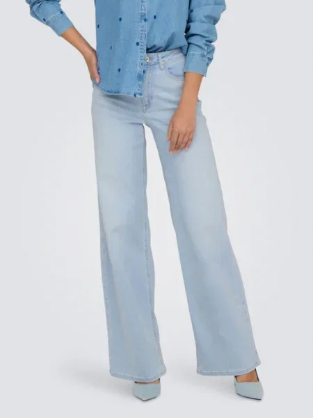 ONLY Blugi Madison celest Wide Leg albastru