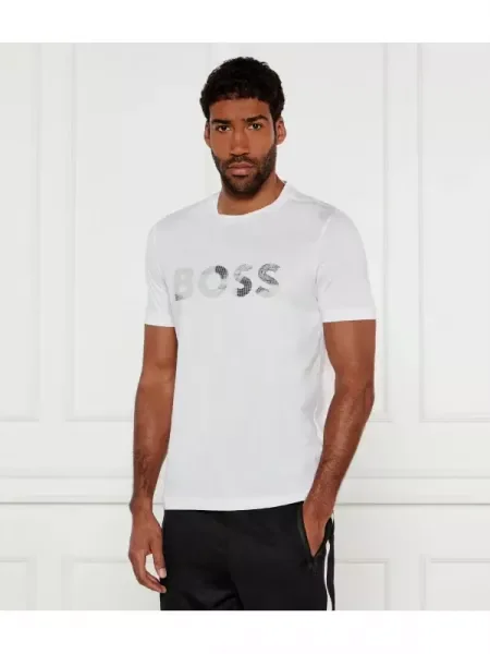 BOSS GREEN Tricou Glamping alb