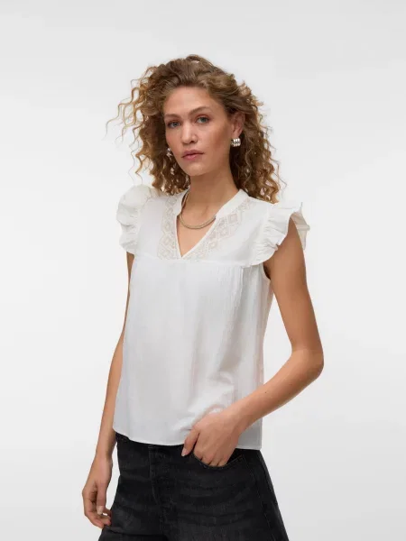 VERO MODA Bluză VMDICTHE kitt alb