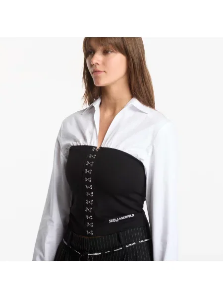 Bluzka Karl Lagerfeld Jeans popelinowa czarna