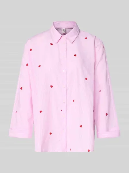 Koszula z kołnierzykiem o kroju relaxed fit z domieszką bawełny model NEW LINA GRACE' Only różowa