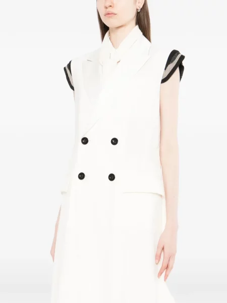 Sukienka Sacai plisowana dwurzędowa garniturowa